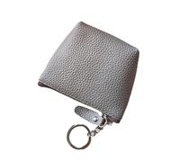 UYFRD Monedero portátil de piel auténtica, vintage, para llaves, monedas, auriculares, para mujeres y hombres, mini cartera, gris, Talla única