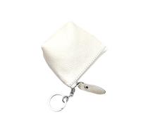 UYFRD Monedero portátil de piel auténtica, vintage, para llaves, monedas, auriculares, para mujeres y hombres, mini cartera, White, Talla única
