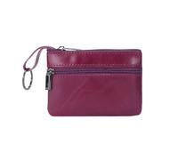 UYFRD Monedero vintage de cuero para hombre, de piel auténtica, con cremallera, monedero, retro, para llaves, pequeña bolsa de dinero, Bolso pequeño morado, Talla única
