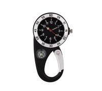 UYFRD Reloj de bolsillo portátil con mosquetón, reloj deportivo, senderismo, reloj vintage, montañismo, brújula, mochila, negro, talla única
