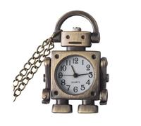 UYFRD Reloj de bolsillo vintage con forma de robot y números arábigos, esfera redonda, cuarzo, colgante decorado con bonito llavero para una fiesta, marrón, talla única