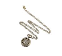 UYFRD Reloj vintage de bolsillo pequeño Steampunk reloj de cuarzo con cadena de corazón hueco collar de aleación de color bronce, regalo para hombre, marrón, talla única
