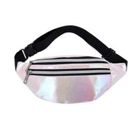 UYFRD Riñonera con holograma láser de poliuretano para playa, viajes, plátano, cadera, cremallera, riñonera para mujer, Pink, Talla única