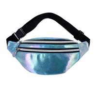 UYFRD Riñonera con holograma láser de poliuretano para playa, viajes, plátano, cadera, cremallera, riñonera para mujer, Blue, Talla única