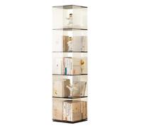 UYHBCNQD Estantería tipo torre de bambú con ruedas de varias capas, estantería giratoria de 360° para el hogar y la oficina, estante de almacenamiento extraíble, esquina de estudio
