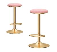 UYHBCNQD Juego de 2 sillas altas de bar giratorias de 360°, taburetes de bar de metal sin respaldo, altura ajustable, 65-80 cm, silla alta tapizada, disfruta de la vida