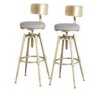 UYHBCNQD Juego de 2 sillas de bar altas giratorias, taburetes de bar modernos de 70 a 90 cm, con respaldo de lino acolchado suave, silla de bar de carga de 150 kg de alto, para disfrutar de la vida