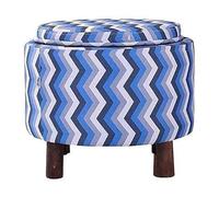 UYHBCNQD Reposapiés redondo tapizado otomano de tela de lino acolchado con patas de madera antideslizantes, taburete de mesa de café para sala de estar, fácil de mover