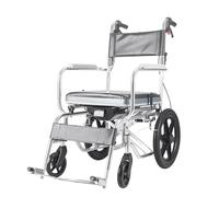UYHBCNQD Silla de ruedas de transporte manual con freno de mano, cojín de asiento de cuero, silla de ruedas de aleación de aluminio para adultos, capacidad de 220 libras, ayuda de movilidad