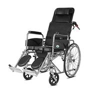 UYHBCNQD Silla de ruedas de transporte para adultos, silla de ruedas manual, frenos de mano y reposapiernas, reclinable, plegable, ayuda a la movilidad