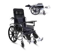 UYHBCNQD Silla de ruedas de transporte, respaldo alto, reposacabezas extraíble, reposapiernas, silla de ruedas manual para adultos, ayuda a la movilidad
