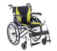 UYHBCNQD Silla de ruedas de transporte, silla de ruedas ligera, aleación de aluminio, plegable, silla de ruedas manual, con reposabrazos en forma de S y freno de mano para personas mayores