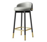 UYHBCNQD Sillas altas de bar de ocio, silla de bar moderna de poliuretano con respaldo, silla de comedor de 25.6 pulgadas/29.5 pulgadas, patas negras y doradas, reposapiés, taburete de poliuretano