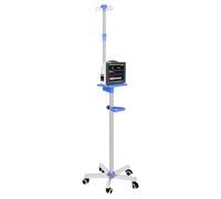 UYHBCNQD Soporte de Poste IV móvil, Poste IV Inoxidable con Bandeja, Soporte para IV, Soporte de infusión Ajustable, 4 Ganchos, Soporte para Bolsa IV de 5 Ruedas