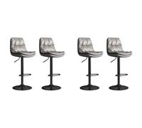 UYHBCNQD Taburete de bar giratorio, altura ajustable, 60 - 80 cm, juego de 4 taburetes de bar, taburetes para mostrador, respaldo de terciopelo, silla de bar, carga 300 kg, taburete alto para