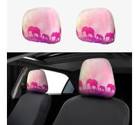UYHhgqw 2 fundas para reposacabezas de coche, diseño de The Herd of Elephants under the setting Sun, accesorio divertido y elegante para asiento de automóvil, ajuste universal para la mayoría de los