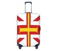 Uyhhgqw Funda de equipaje duradera con la bandera de las Islas de Guernsey, protector antiarañazos, para equipaje de 18 a 32 pulgadas, Black, L