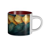 UYHhgqw Taza de cerámica de hoja dorsal de tortuga amarilla para mujer, tazas de café, gran capacidad y asa, para oficina, hogar