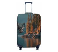 UYHhgqw The Eagle On The Lake - Funda protectora duradera para maleta, antiarañazos, se adapta a equipaje de 18 a 32 pulgadas, Black, S