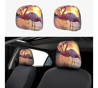 UYHhgqw The Flamingo Under the Setting Sun - Fundas para reposacabezas de coche, 2 piezas, accesorio divertido y elegante para asiento de automóvil, ajuste universal para la mayoría de los coches