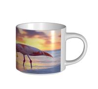 UYHhgqw The Flamingo Under The Setting Sun Taza de cerámica para mujer, tazas de café, gran capacidad y asa, para oficina, hogar