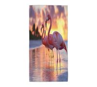 UYHhgqw The Flamingo under the setting sun - Toallas de mano, toalla de poliéster suave y absorbente para baño, playa y cocina, dos tamaños