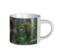 UYHhgqw The Fox in The Grass Taza de cerámica para mujer, tazas de café, gran capacidad y asa, para oficina, hogar