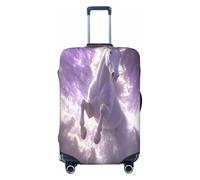 UYHhgqw The Leaping White Horse - Funda protectora duradera para maleta, antiarañazos, se adapta a equipaje de 18 a 32 pulgadas, Black, L