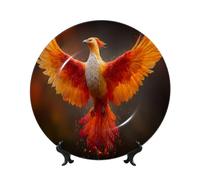 UYHhgqw The Red Phoenix - Platos decorativos de porcelana china con soporte de exhibición y gancho, perfectos para fiestas, mesas y colgar en la pared