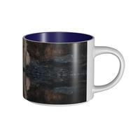 UYHhgqw The Wolf by The River - Taza de cerámica para mujer, tazas de café, gran capacidad y asa, para oficina, hogar