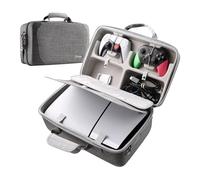 UYIYE Funda de transporte rígida compatible con PS5 Slim, bolsa de viaje protectora con capacidad para PlayStation 5 original, controladores DualSense, base y otros accesorios (SN gris)