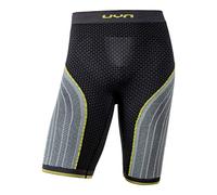 UYN Man Running Alpha OW - Pantalón Corto de Running para Hombre, Hombre, Pantalón de Correr, O101234, Charcoal/Gris Perla/Amarillo., Small