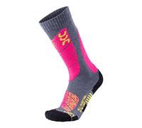 UYN SKI All Mountain Socks, Gris Medio Jaspeado/Rosa, 39-40 Women's