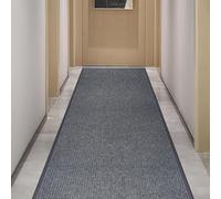 uyoyous Alfombra de pasillo de 90 x 300 cm, diseño de rayas, antideslizante, para cocina, con respaldo antideslizante, para salón, dormitorio, cocina, oficina, pasillo, color gris