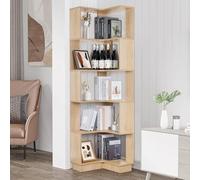 uyoyous Estantería esquinera de 5 niveles, de pie, 175 cm de altura, de madera, gran estantería abierta, estantería de almacenamiento, armario de esquina para salón, dormitorio, estudio y oficina
