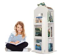 uyoyous Estantería giratoria de 3 niveles, para niños, color blanco, giratoria, para dormitorio, salón, estudio, 40 x 40 x 95 cm