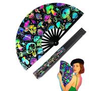 UYRVAPE 1 pieza Abanico Plegable Glow Rave Abanico Plegable de Mano Grande Rave Clack Para Bailar,Drag Queens,Fiestas,Festivales de MúSica Festivales Actuaciones Carnavales Bodas Regalos Discotecas