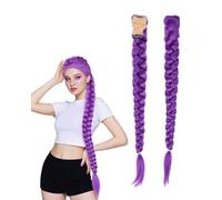 UYRVAPE 1 pieza Peluca De Cosplay Para Niños,Mujeres Y Hombres, Trenzas Moradas Accesorios Realistas Para Halloween, Fiestas y Carnaval（66cm）