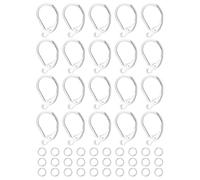 UYRVAPE 20pcs Plata de Ley 16 x 10 mm Ganchos para Pendientes Franceses Hipoalergenicos Cierre de Palanca para Accesorios de Joyería Fabricación, con 30 anillos Abiertos