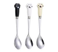 UYRVAPE 3pcs Cucharas de Café con garras de gato, Cuchara de Café de Acero Inoxidable con garras de gato, mango de cerámica, Cucharas Especiales para Café, Cuchara Heladera para Revolver Té Azúcar