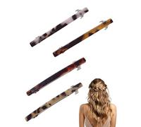 UYRVAPE 4 piezas Pasadores de Cabello de Acetato de Celulosa Caparazón de Tortuga de Mujeres Damas, Pinza Pelo Automática Rectangular de Diseño Francés Pasadores Acrílico