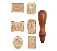 UYRVAPE 6pcs Sellos de Cera, Retro Sello de Cera Kit, Set de Sellos de Cera, Sello de Cabeza de Latón Extraíble y 1 Mango de madera, Cabezas de Sello de Lacre para Invitaciones Envoltura Tarjetas