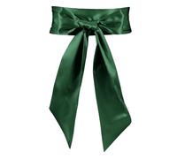 UYRVAPE Cinturón de satén para mujer, cinturón de vestir suave para mujer, 4 cm x 180 cm, banda de seda de imitación, bufanda larga, vestido, cintura, sombrero, accesorios, Verde
