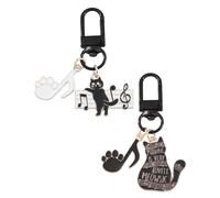UYRVAPE Llavero De Negro Gato de Acero Inoxidable - Llavero Coche De Piano Llavero De Gato Rascador De Gato Bolsa De Aleación Colgante Llavero Adornos para decoración de Mochila, 2pcs