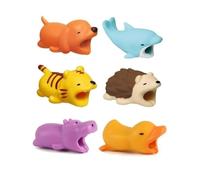 UYRVAPE Protector de Cable Animales, Lindo Protector de Cable de Cargador Panda Tiburón Erizo de Pato Tigre Cubierta Proteccion Cables de Carga para la Mayoría de los Teléfonos Móviles y iPad, 6pcs
