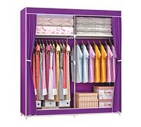 UYSELA Armario de Tela Plegable,Armario de Tela portátil,Organizador de Armario,Armario,Armario,Organizador de Ropa,Morado-130 x 46 x 168 cm