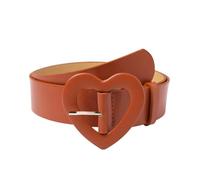 UYSSJTGAZ Cinturón de corazón 3,8 x 105 cm for Mujer, con Hebilla Amor, Cuero, for Vaqueros, Bonito cinturón Rosa(Brown 3.8x105cm)