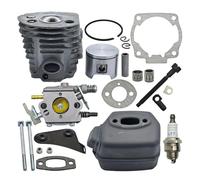 UYTGFO Compatible con Husqvarna 55 51, silenciador de escape, soporte, junta, perno, cojinete de agujas, motosierra, pieza de repuesto, cilindro de 46 mm, pistón, kit de carburador.