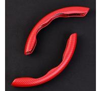 UYTKTN 2 Piezas Funda Volante Coche para Volkswagen VW Golf 5 6 7 8 GTE GTI GTD, Fibra de Carbono Segmentado Protector de Volante Antideslizant Cubierta Volante Coche,E Red