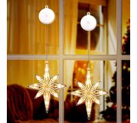 UYUYong 2 Piezas Luz Led para Ventana con Ventosa Decoraciones de Luces de Silueta de Ventana Luces Led de Navidad Colgantes 10 LED Silueta de Ventana para Navidad, Nochebuena Año Nuevo-Blanco Calido